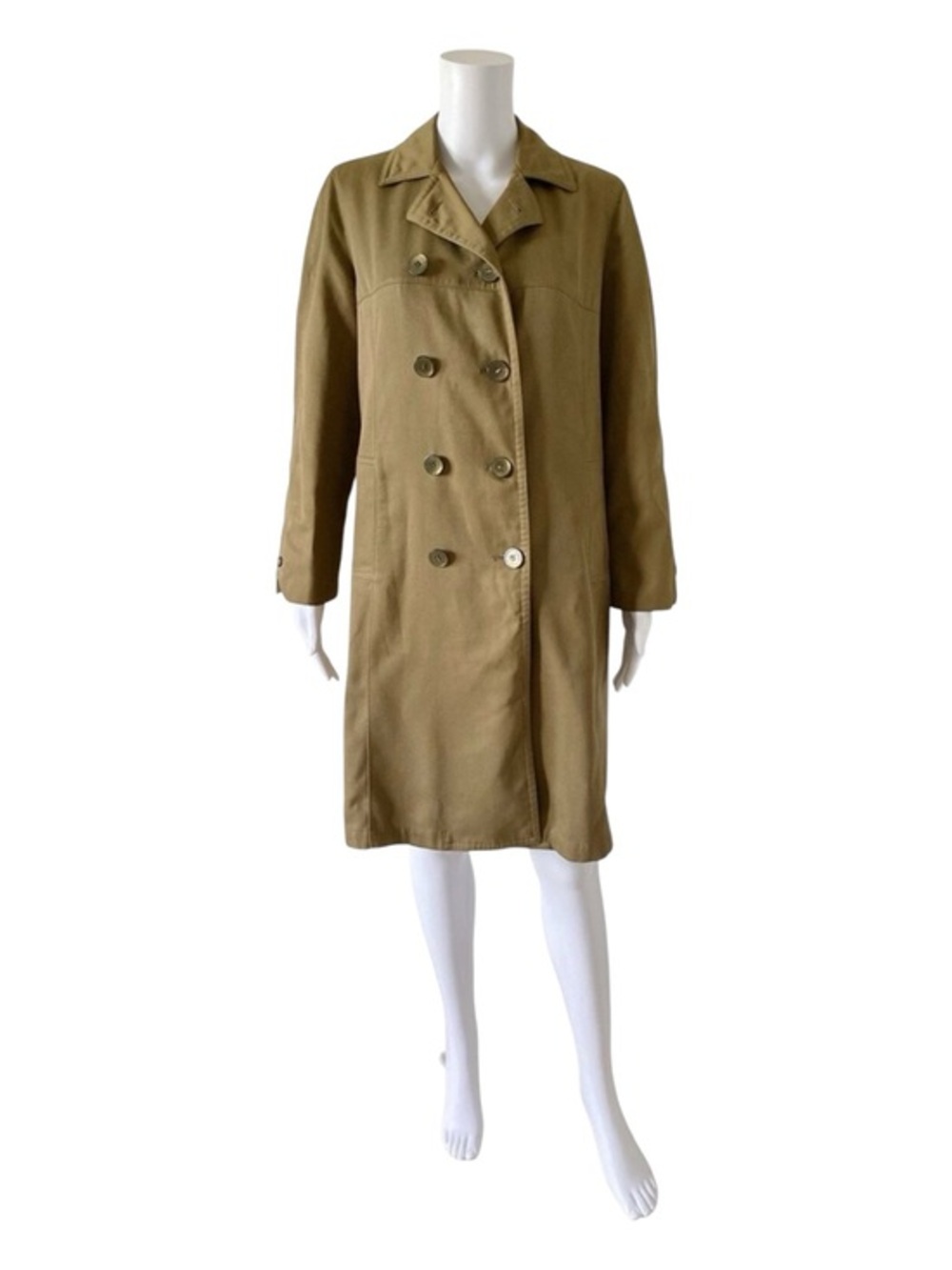 Misty Harbor Trench Coat Womens 12 Tan Double Breasted Vintage Mid Length
